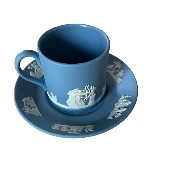 Wedgwood Jasperware Blue Cup and Saucer Set 4 of 6 - Picture 2 of 6